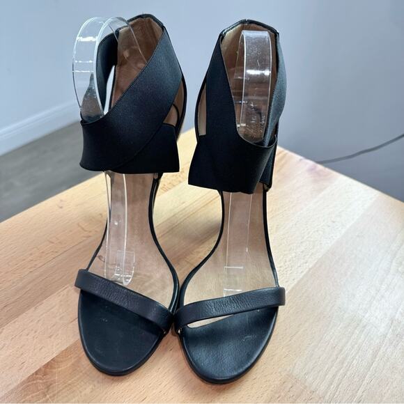 IRO Black Leather Sohak Elastic Strap Cone Heel Sandals 40 - Picture 4 of 7